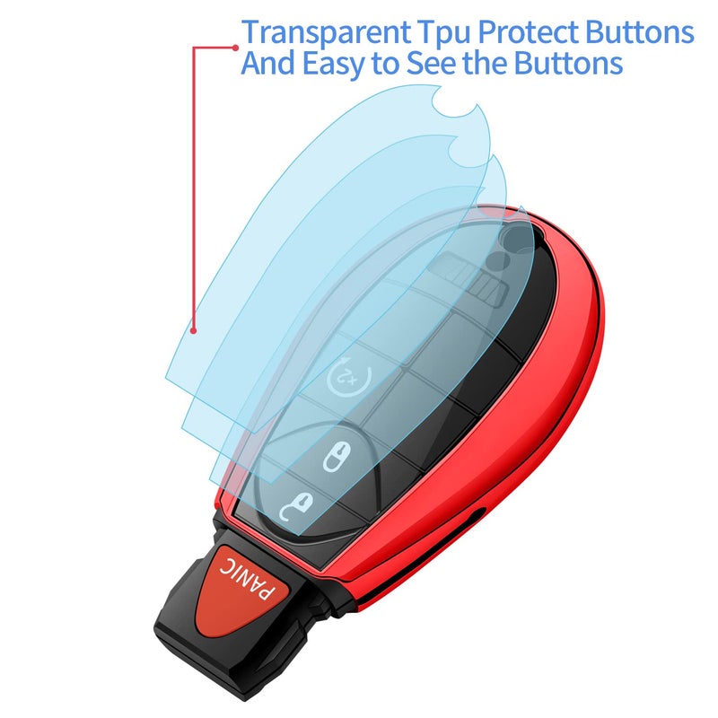 Tukellen Dodge Key Fob Cover, Soft TPU Case Cover Protector Compatible with 2013-2018 Ram Grand Caravan Charger Challenger Durango Journey Magnum Remote/Smart Key, Red - Image 3