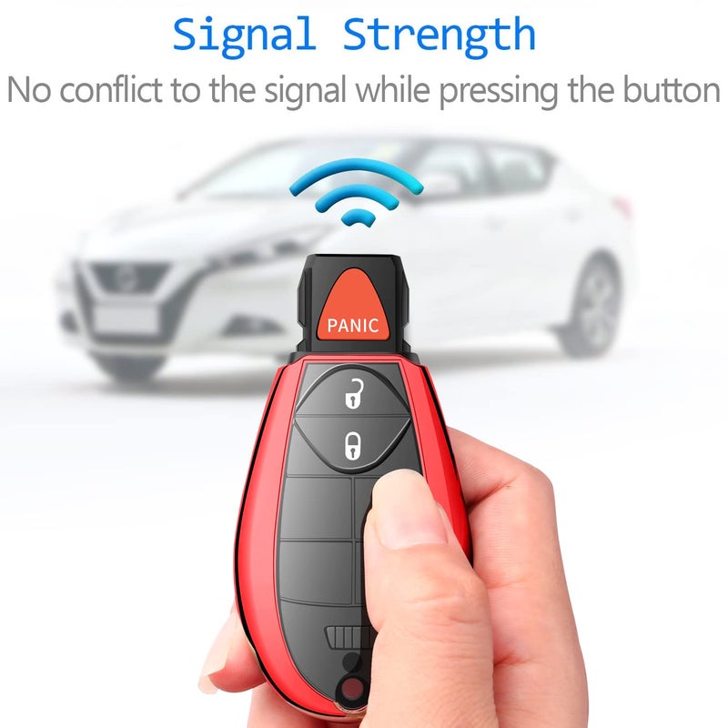 Tukellen Dodge Key Fob Cover, Soft TPU Case Cover Protector Compatible with 2013-2018 Ram Grand Caravan Charger Challenger Durango Journey Magnum Remote/Smart Key, Red - Image 4