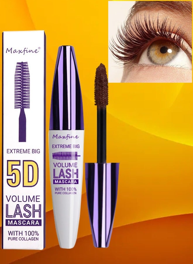 Maxfine Extreme Big 5D Volume Lash Mascara Fiber Lash Extensions Colored Mascara Long Lasting Smudge Proof Non Clumping Curling Voluminous Mascara for Lengthening Charming Lashes Brown 02  - Image 1