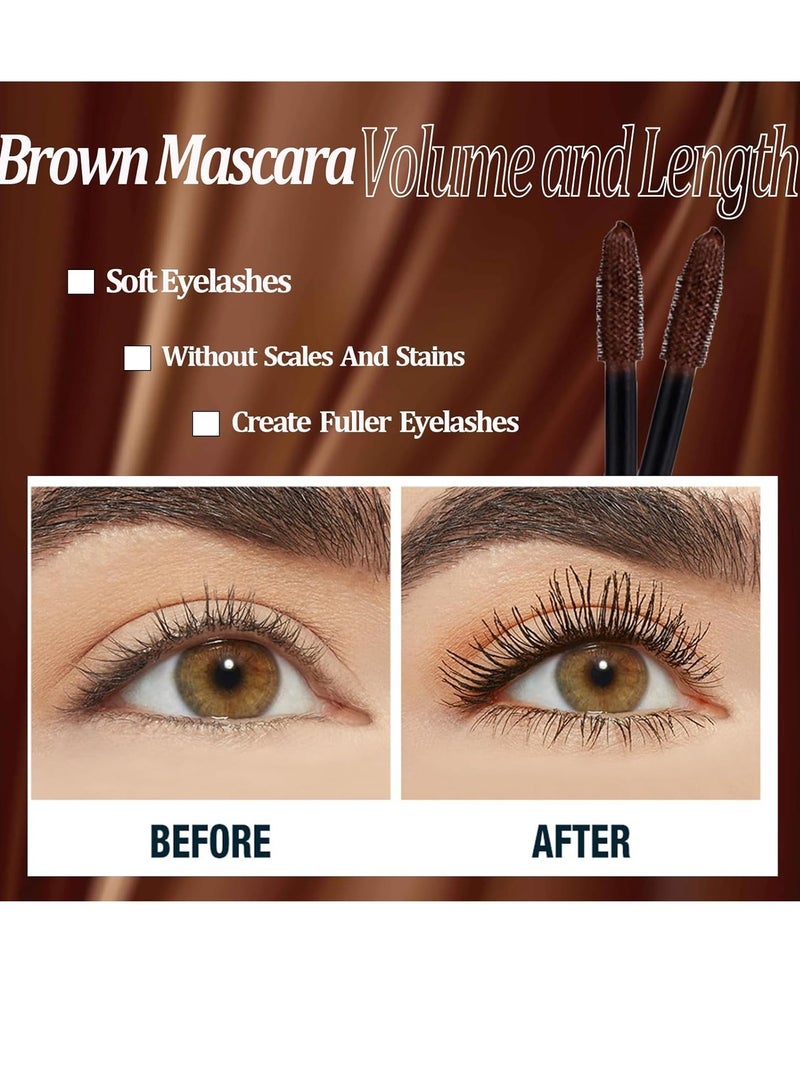 Maxfine Extreme Big 5D Volume Lash Mascara Fiber Lash Extensions Colored Mascara Long Lasting Smudge Proof Non Clumping Curling Voluminous Mascara for Lengthening Charming Lashes Brown 02  - Image 2