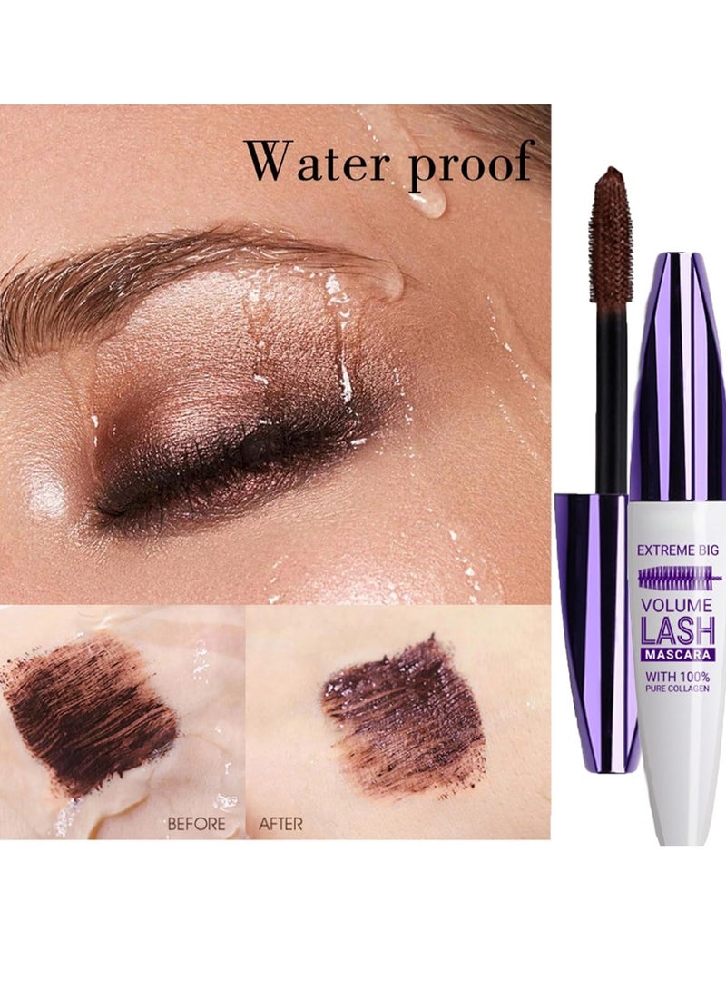 Maxfine Extreme Big 5D Volume Lash Mascara Fiber Lash Extensions Colored Mascara Long Lasting Smudge Proof Non Clumping Curling Voluminous Mascara for Lengthening Charming Lashes Brown 02  - Image 4