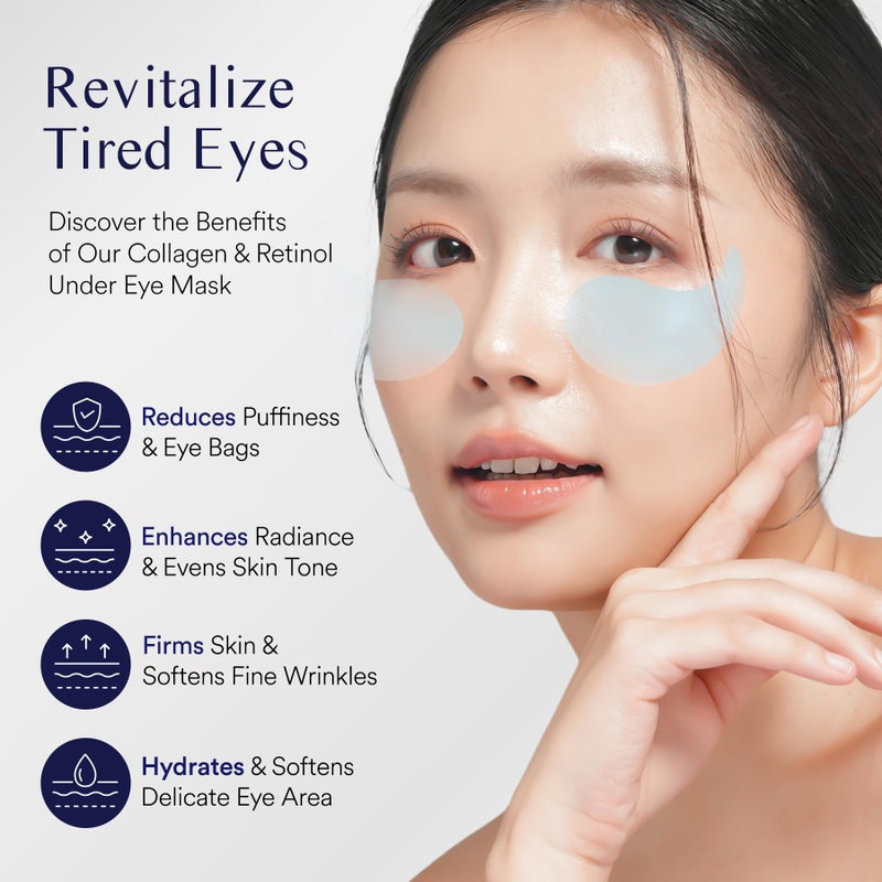 uikeaft Under Eye Patches for Dark Circles: 30 Pairs Eye Gel Mask for Puffy Eyes and Bags with Retinol Collagen - Undereye Brightening Hydrating Anti-Wrinkles Women - Image 2