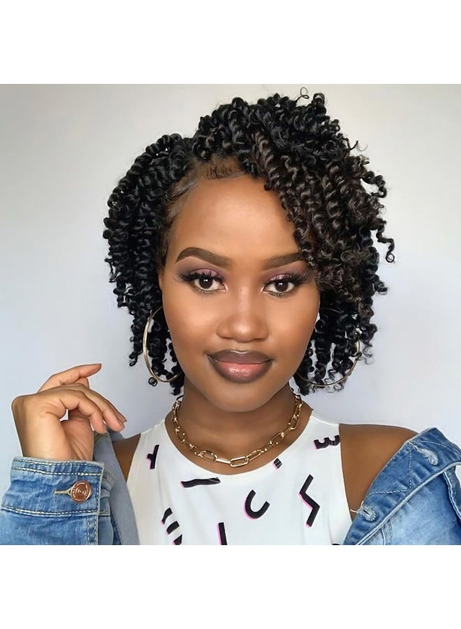 BOHOBABE The Pre-twisted Passion Twist Crochet Hair 8 Inch Short Pre-looped Crochet Passion Twist Braiding Hair 8 Packs (1#) - Image 1