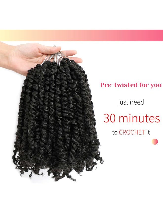 BOHOBABE The Pre-twisted Passion Twist Crochet Hair 8 Inch Short Pre-looped Crochet Passion Twist Braiding Hair 8 Packs (1#) - Image 4