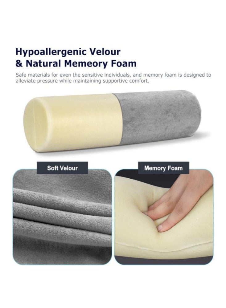 TELANPU Cervical Neck Roll Pillow for Sleeping, Memory Foam Round Bolster Pillow for Neck and Shoulder Pain Relief, Ergonomic Lumbar Support Cushion with Washable Cover - Image 3