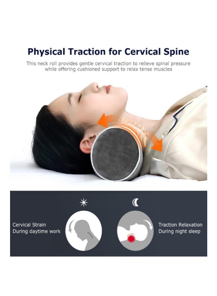 TELANPU Cervical Neck Roll Pillow for Sleeping, Memory Foam Round Bolster Pillow for Neck and Shoulder Pain Relief, Ergonomic Lumbar Support Cushion with Washable Cover - Image 2