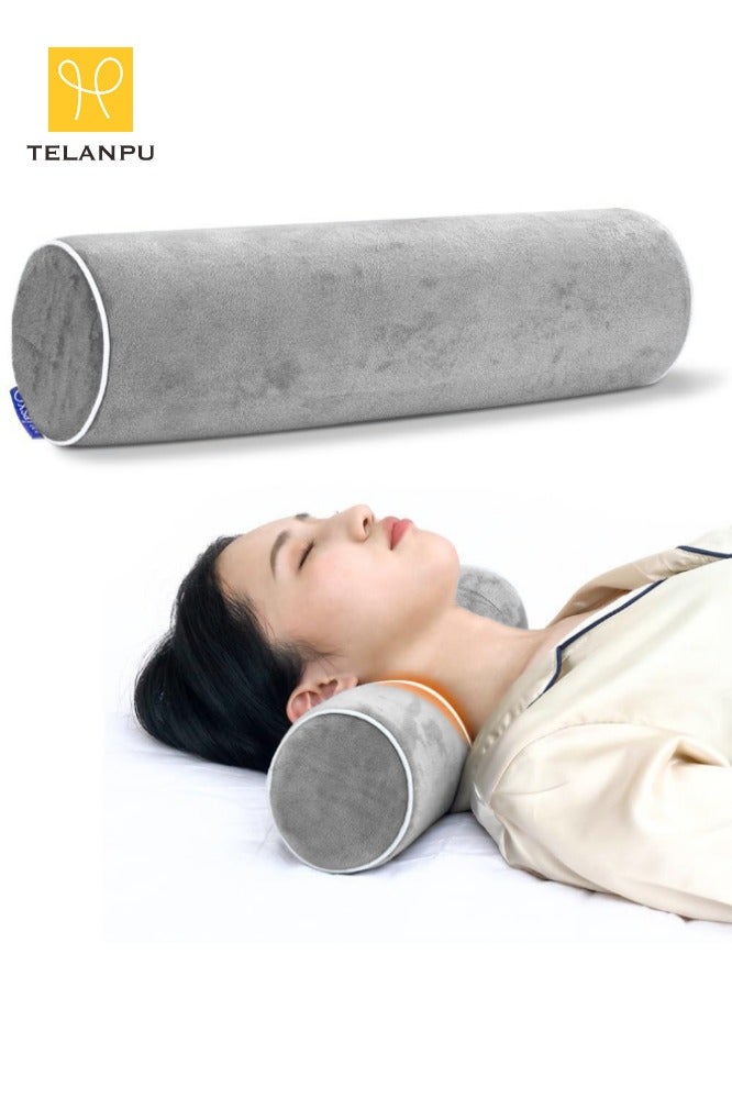 TELANPU Cervical Neck Roll Pillow for Sleeping, Memory Foam Round Bolster Pillow for Neck and Shoulder Pain Relief, Ergonomic Lumbar Support Cushion with Washable Cover - Image 1