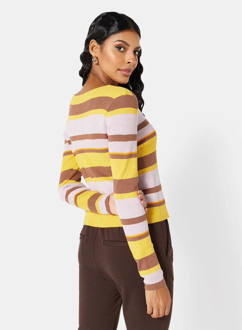 فيرو مودا Shimmer Ribbed Tie Up Cardigan