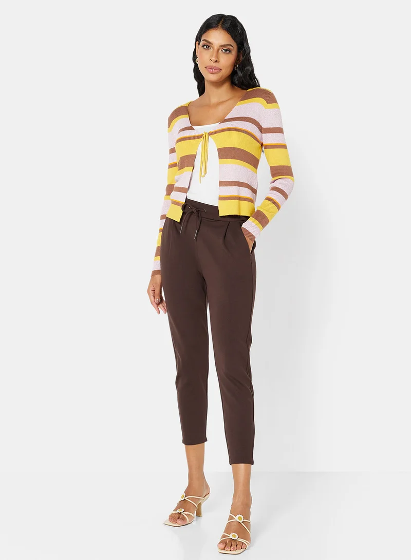 فيرو مودا Shimmer Ribbed Tie Up Cardigan