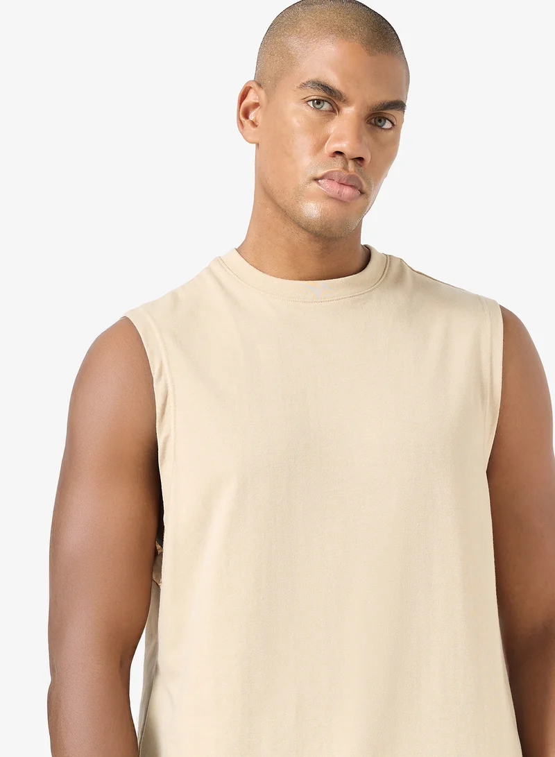 Seventy Five Basics BEIGE Oversized Drop Shoulder 220Gsm Vest for Men | Best Price UAE