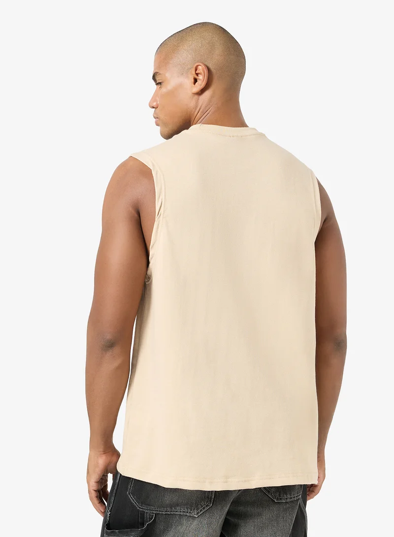 Seventy Five Basics BEIGE Oversized Drop Shoulder 220Gsm Vest for Men | Best Price UAE