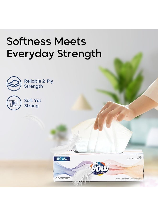 Wow Comfort 150x2 Ply Facial Tissue - 30 Boxes (4+1 Free) - Image 2