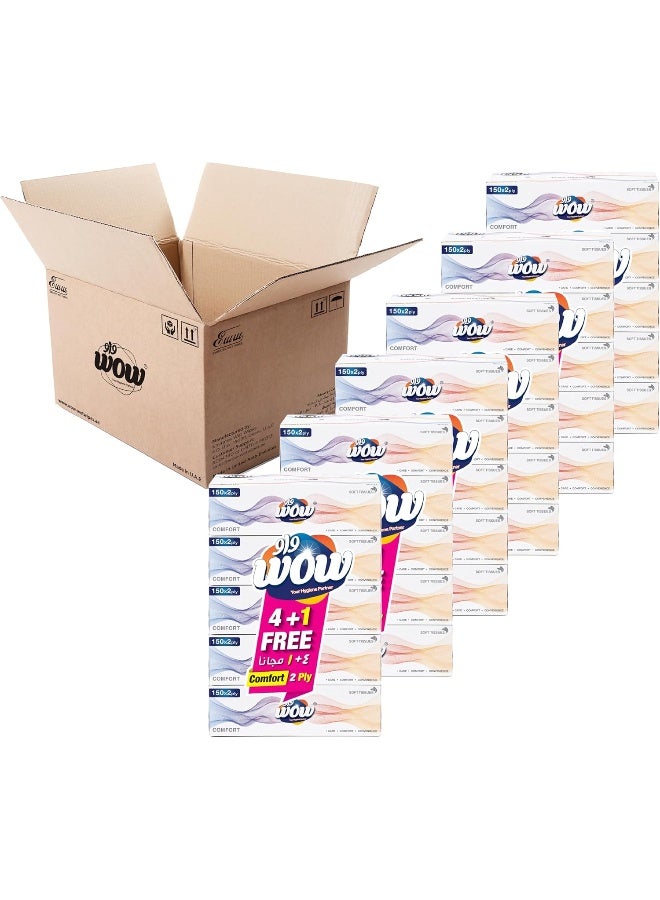 Wow Comfort 150x2 Ply Facial Tissue - 30 Boxes (4+1 Free) - Image 1