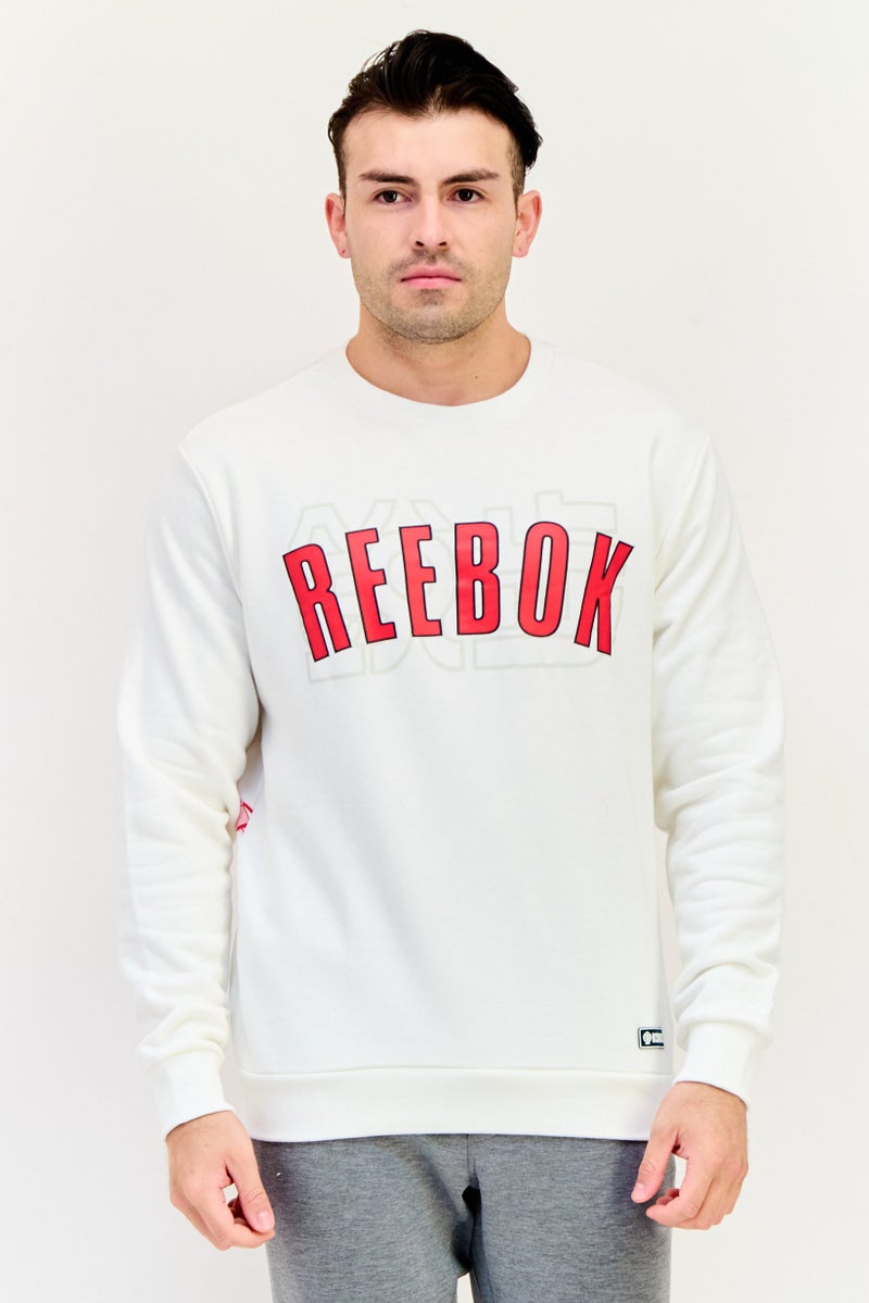 Reebok ملابس رياضية للرجال بأكمام طويلة مناسبة، خارجية، سويت شيرت، أبيض مائل إلى الصفرة - Image 1