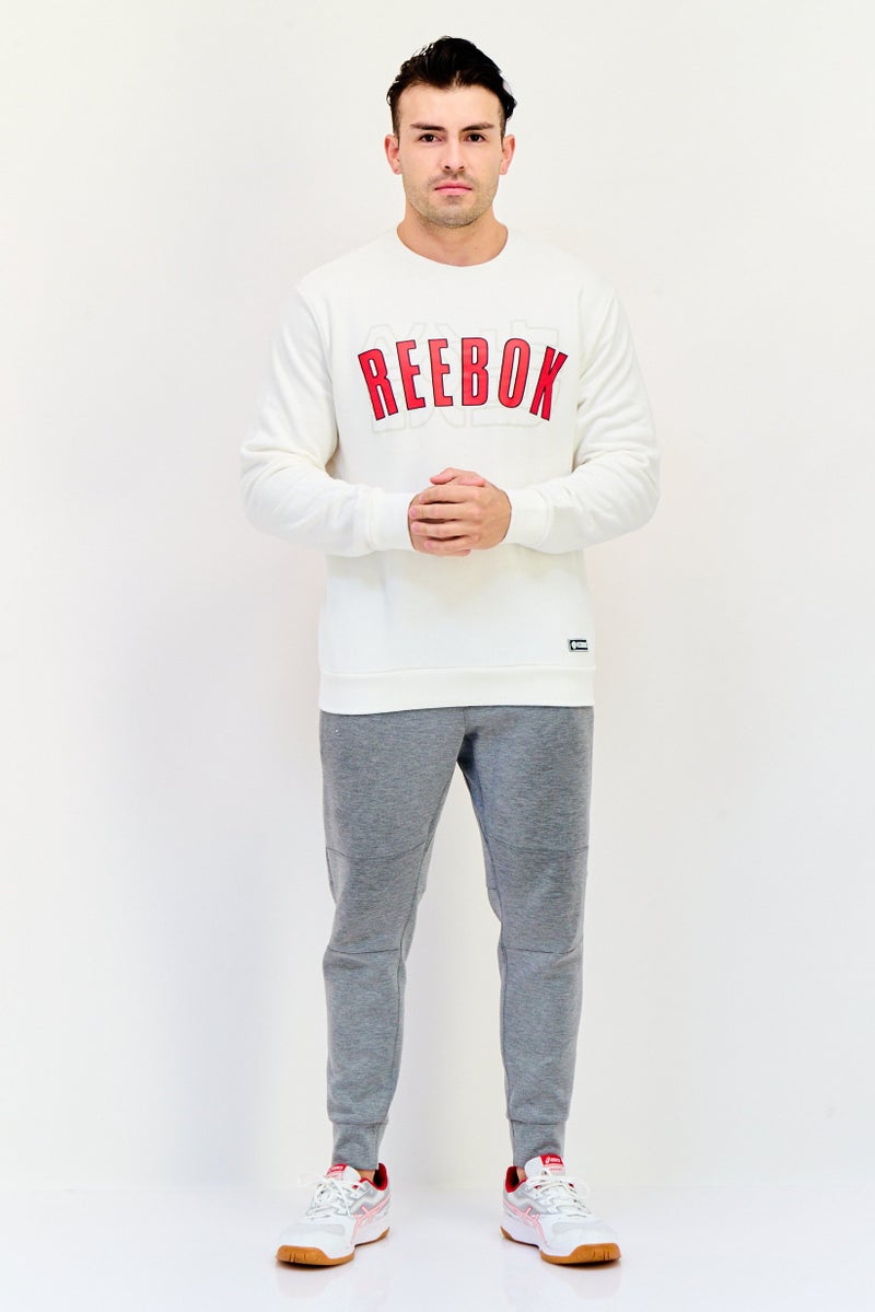 Reebok ملابس رياضية للرجال بأكمام طويلة مناسبة، خارجية، سويت شيرت، أبيض مائل إلى الصفرة - Image 3