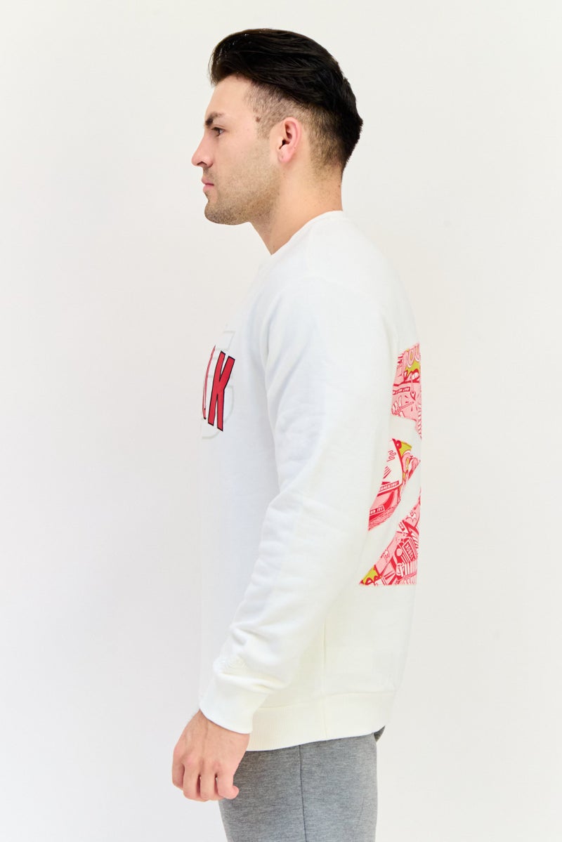 Reebok ملابس رياضية للرجال بأكمام طويلة مناسبة، خارجية، سويت شيرت، أبيض مائل إلى الصفرة - Image 2