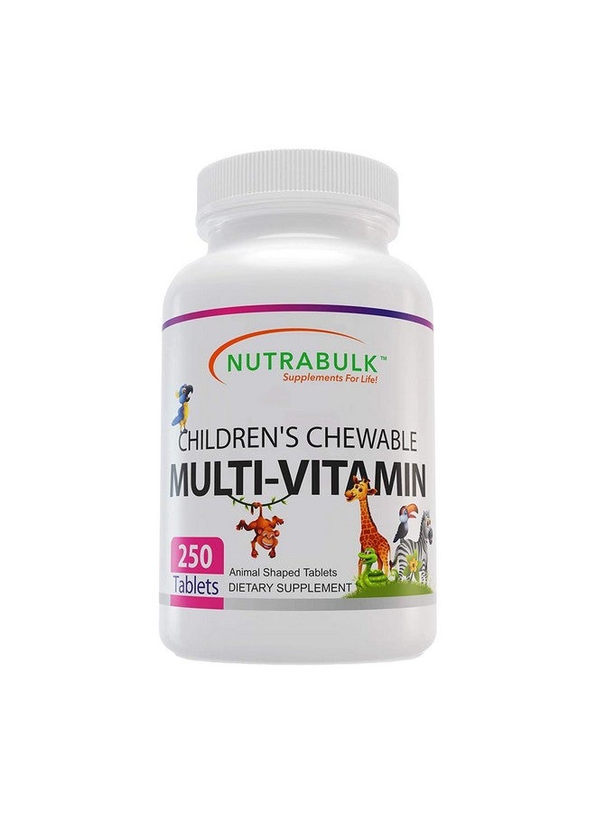 NutraBulk فيتامينات متعددة قابلة للمضغ للأطفال من نوترا بولك - تعزز التطور الشامل للأطفال - مصنوعة في الولايات المتحدة، قد تساعد في دعم المناعة والعظام والدماغ والرفاهية العامة - نباتية وخالية من الغلوتين - 250 قرص كرز - Image 1