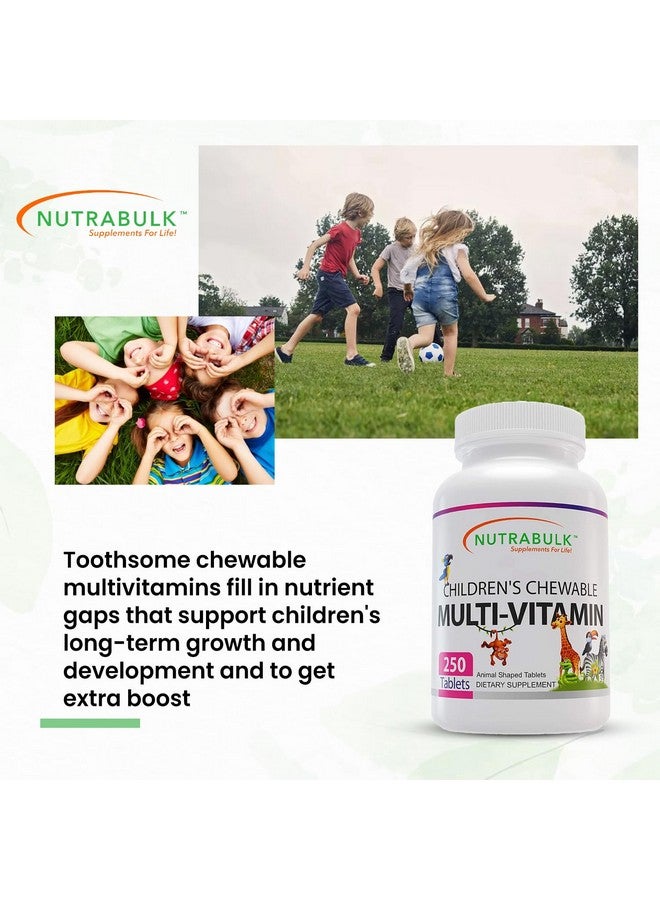 NutraBulk فيتامينات متعددة قابلة للمضغ للأطفال من نوترا بولك - تعزز التطور الشامل للأطفال - مصنوعة في الولايات المتحدة، قد تساعد في دعم المناعة والعظام والدماغ والرفاهية العامة - نباتية وخالية من الغلوتين - 250 قرص كرز - Image 3