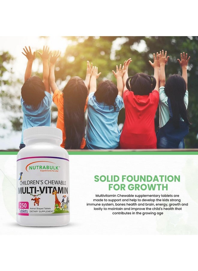 NutraBulk فيتامينات متعددة قابلة للمضغ للأطفال من نوترا بولك - تعزز التطور الشامل للأطفال - مصنوعة في الولايات المتحدة، قد تساعد في دعم المناعة والعظام والدماغ والرفاهية العامة - نباتية وخالية من الغلوتين - 250 قرص كرز - Image 5