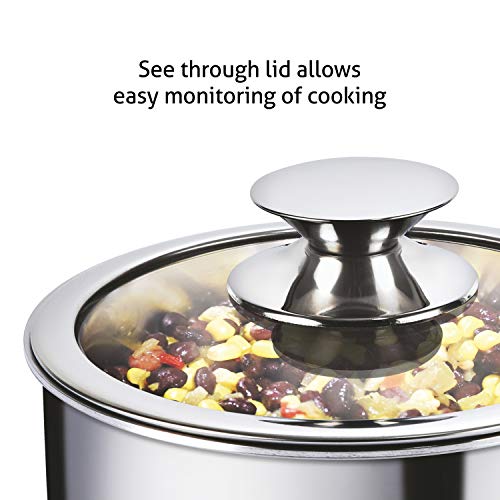 Alda Vitale Tri-Ply Stainless Steel Sauce Pan Sauce pan with lid14 Cm 1 LTR, Silver (Induction Friendly) - Image 2