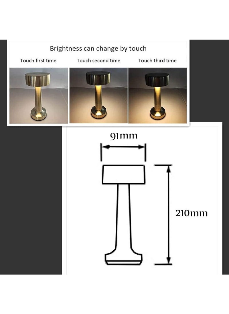 HOME 4 YOU Cordless LED Desk Lamp Touch Sensor Table Lamp 1800mAh Battery Powered USB Rechargeable Metal Light Dimmable Eye-Protection Bedroom Bedside Reading Light for Indoor Outdoor  - Image 4