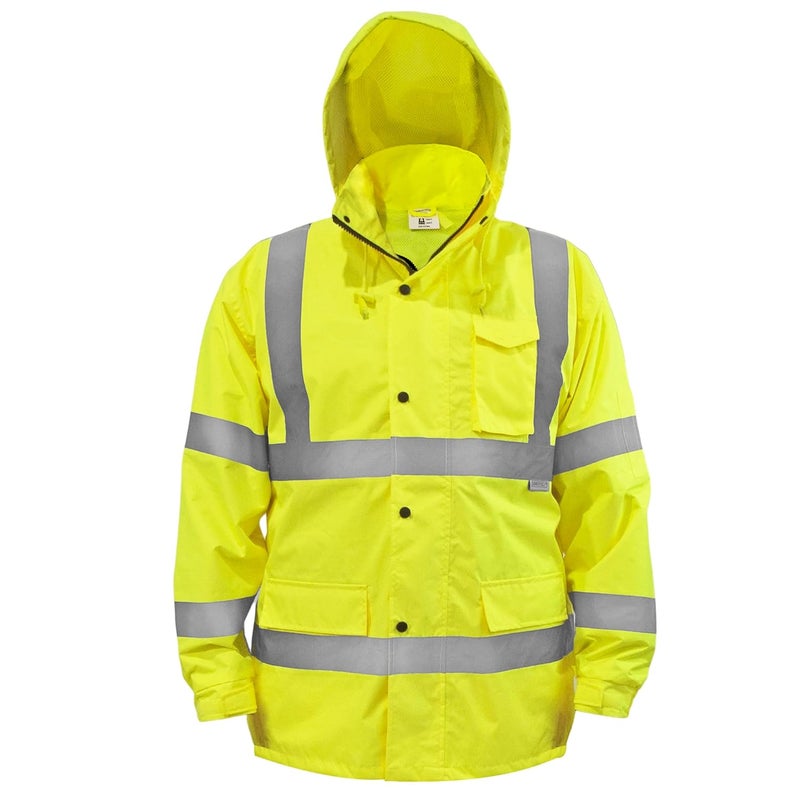 JORESTECH Safety Rain Jacket Waterproof Reflective High Visibility with Interior Mesh Yellow/Lime ANSI Class 3 Level 2 Type R JK-03 (4XL) - Image 1