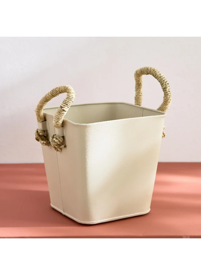 Home Box Bella Metal Taca Plant Basket with Sabai Handle - 20x20x19 cm