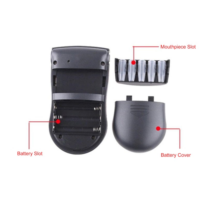 Breathalyzer: Black Portable Design High Accuracy 5-Second Fast Result - Blue Backlit LCD Display 3 Unit Conversion 20 Interchangeable Mouthpieces for Safe Driving & Professional Alcohol Testing - Image 4