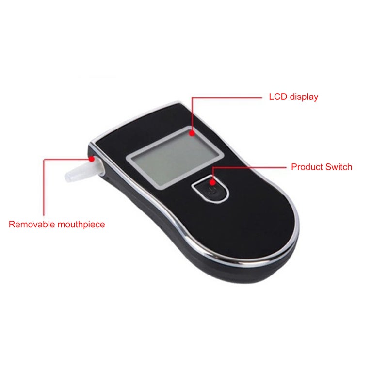 Breathalyzer: Black Portable Design High Accuracy 5-Second Fast Result - Blue Backlit LCD Display 3 Unit Conversion 20 Interchangeable Mouthpieces for Safe Driving & Professional Alcohol Testing - Image 5