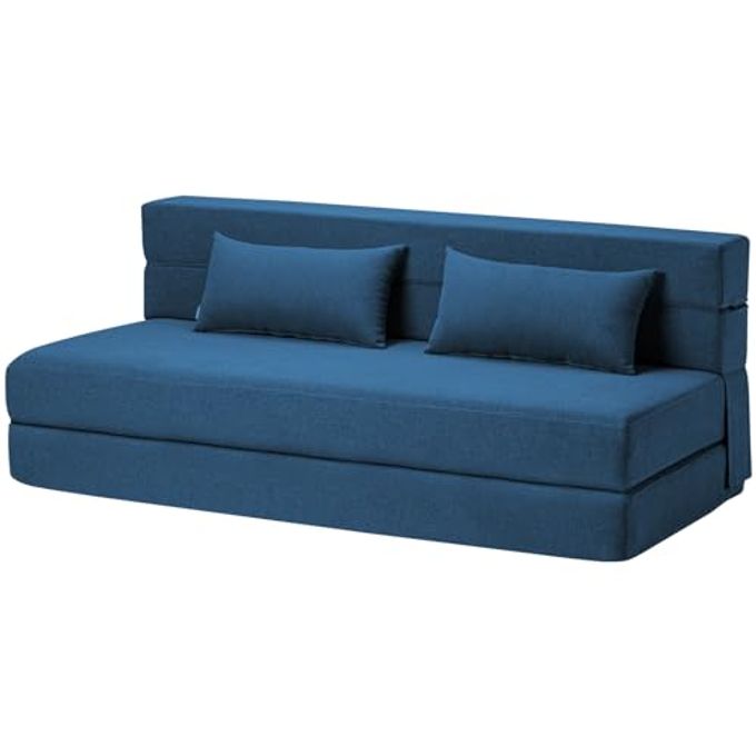 SUYOLS Folding Sofa Bed with Pillows Convertible Chair Floor Couch Sleeping Mattress Foldable Memory Foam Sleeper for Living RoomDormGuest RoomHome OfficeApartmentLoft Queen Navy Blue