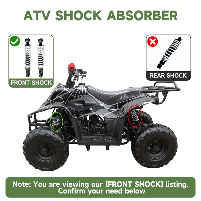 XIKOBY 10" 11" Front Shock Absorbers Kit Compatible with 125cc 110cc Tao tao Coolster ATV Chinese Quad 4 Wheeler, 275mm Shock for 50cc 70cc 90cc Kazuma SunL Go Kart Suspension Parts with Shock Covers - Image 3
