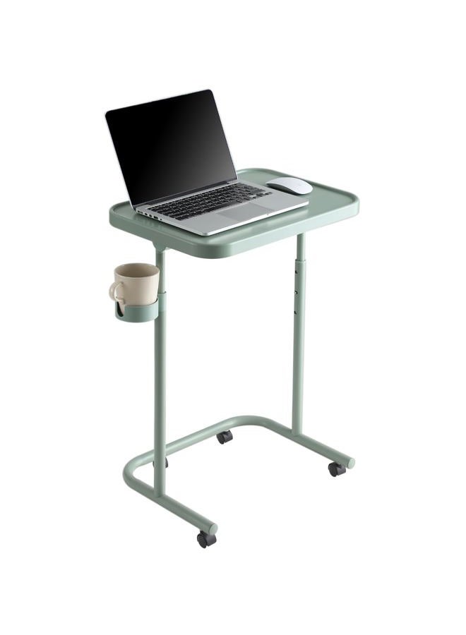 KEEPO Metal TV Tray Table with Wheels/Casters, Side End Table, Adjustable Meal Tray, Folding Laptop Table with 3 Heights, 0 to 90 Degrees Tilt Angles, Portable Over Bed & Sofa Stand Desk (Gray Green) - Image 1