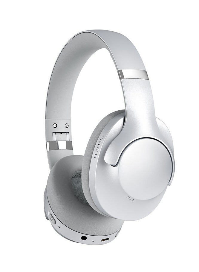 FlashHawk ANC Wireless Over-Ear Headphones with Bluetooth 5.4 and 50 Hours of Battery Life Silver  - Image 1