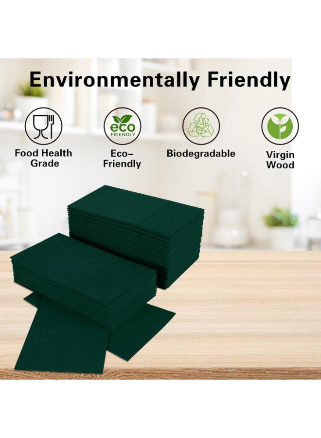 DOUGEI Dinner Napkins Disposable Green Cloth like Paper Napkins with Pocket Folded Napkins Guest Hand Towel for Party Decoration, Wedding Reception, Bathroom and Kitchen (16 x 16 inch) - Image 4