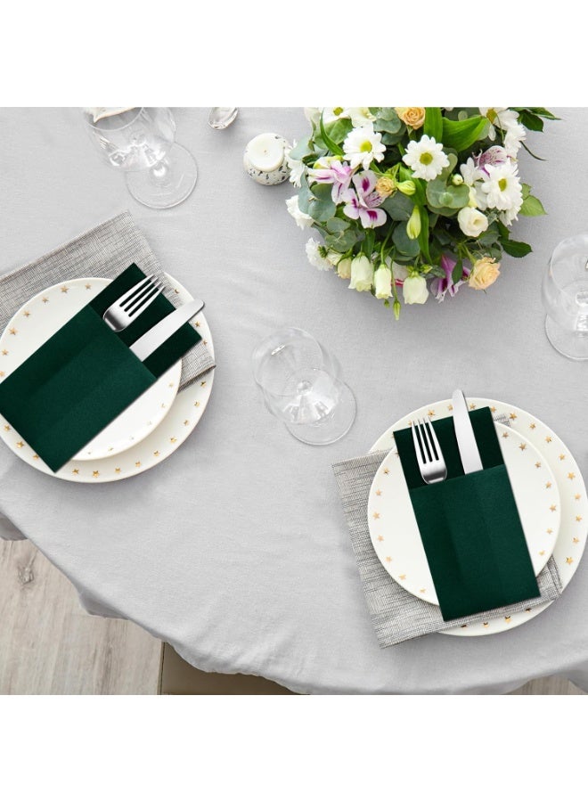 DOUGEI Dinner Napkins Disposable Green Cloth like Paper Napkins with Pocket Folded Napkins Guest Hand Towel for Party Decoration, Wedding Reception, Bathroom and Kitchen (16 x 16 inch) - Image 5