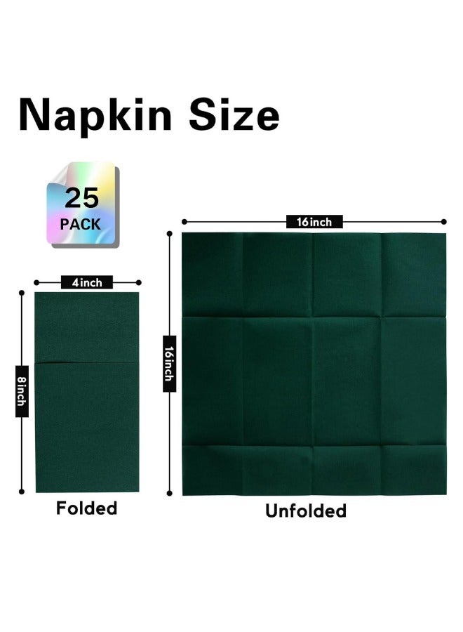 DOUGEI Dinner Napkins Disposable Green Cloth like Paper Napkins with Pocket Folded Napkins Guest Hand Towel for Party Decoration, Wedding Reception, Bathroom and Kitchen (16 x 16 inch) - Image 2