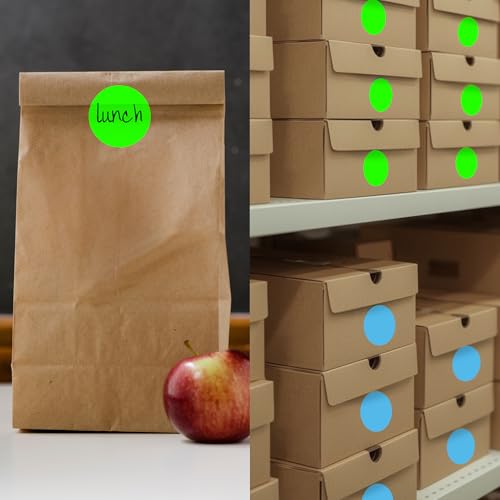 ChromaLabel 2 Inch Round Colored Stickers, High Visibility Permanent Sticky Dots Color Coding Labels, Easy to Write On Colored Dot Stickers - 500 Sticker Dots per Roll, Matte Finish Fluorescent Green - Image 5