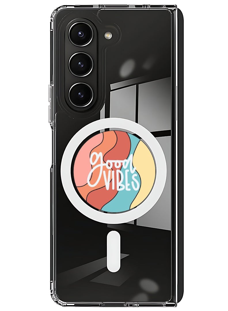 Theodor Magnetic Case for Samsung Galaxy Z Fold 5 Compatible with MagSafe Wireless Charging, Shockproof Phone Bumper Cover Good vibes (2) - Image 1