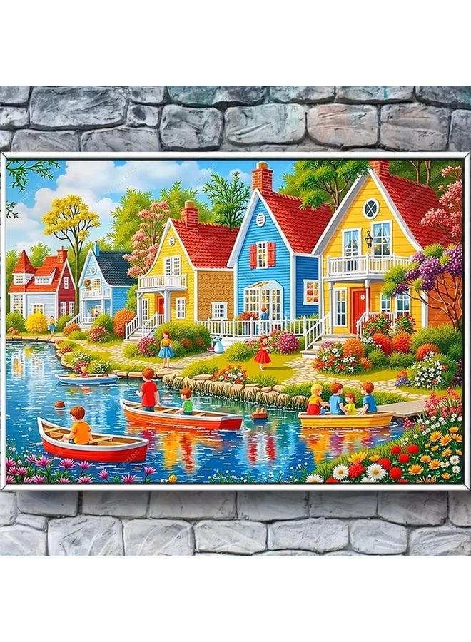 YF3235 2000 Pieces Large Jigsaw Puzzle European Canal Village Scene Home Decor Gift - Image 5