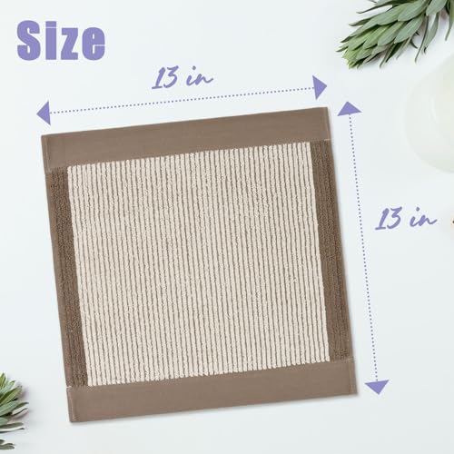 Cleanbear Wash Cloths 12 Pack Jacquard Weaved Cotton Washcloth for Body and Face 135 by 13 Inches Soft Face Towels for Sensitive Skin LightBrown - Image 3