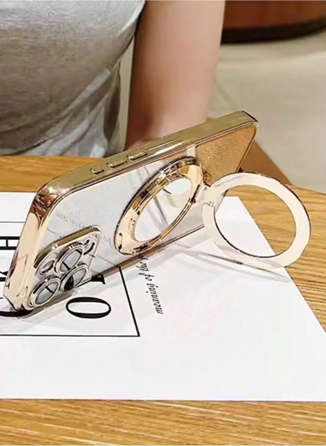 Cover and case for iPhone 16 Pro Max, gilded with attractive and charming shiny inlay with mirror stand - Image 2