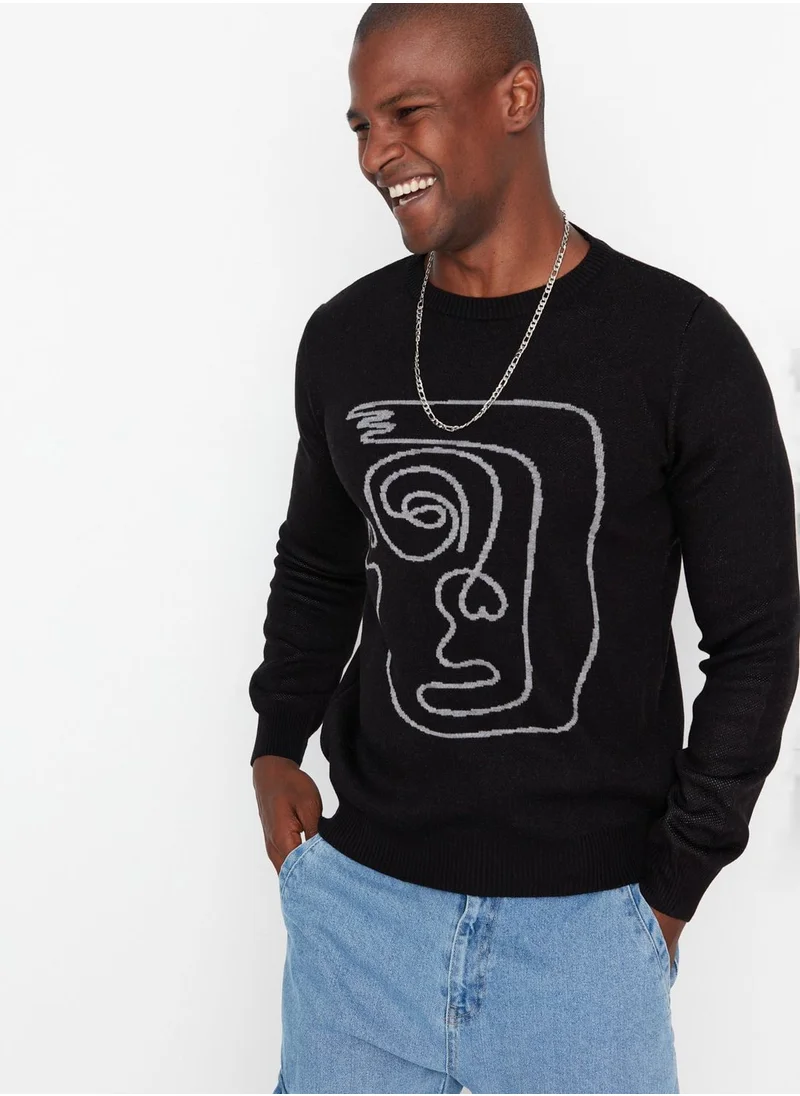 trendyol Graphic Knitted Sweater