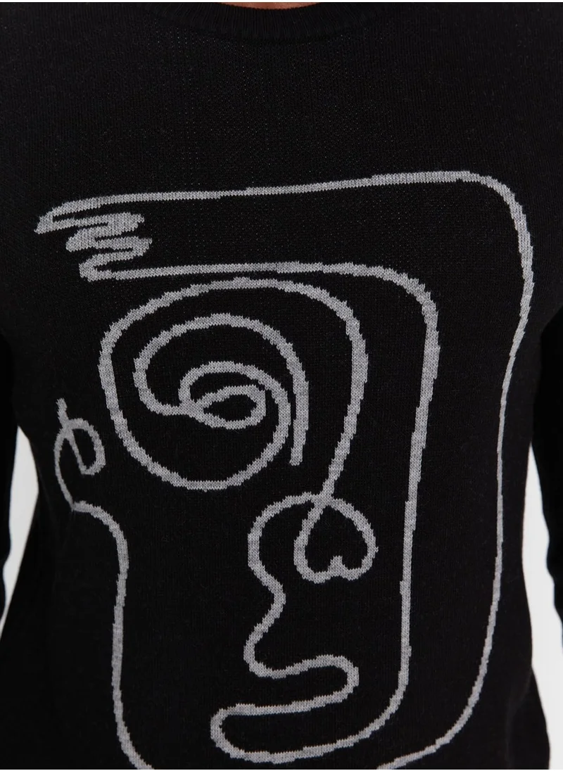 trendyol Graphic Knitted Sweater