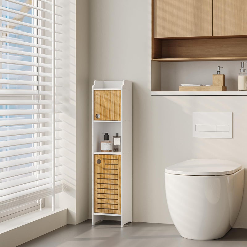 TuoxinEM 4Tier Adjustable Bathroom Storage Cabinet Modern White Tall Freestanding Cabinet with MultiType Storage Space Perfect for Small Spaces