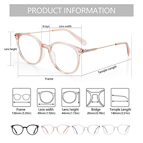 ZENOTTIC Round Optical Glasses Transparent Frame Clear Lens Eyewear Non-prescription Eyeglasses for Women - Image 4