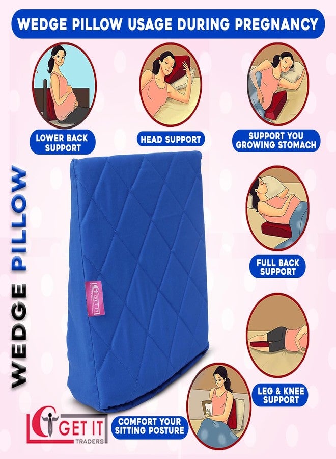 GET IT Memory Foam Multi Use Wedge Pillow For Pregnancy Women And New Born Baby Lower Back-Pain Relief Knee Support Between Legs Anti Vomiting Milk Spitting (Royal Blue16 Inch X 14 3.5 Inch) - Image 5
