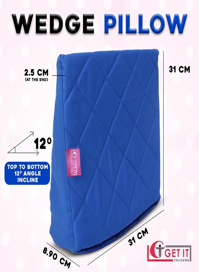 GET IT Memory Foam Multi Use Wedge Pillow For Pregnancy Women And New Born Baby Lower Back-Pain Relief Knee Support Between Legs Anti Vomiting Milk Spitting (Royal Blue16 Inch X 14 3.5 Inch) - Image 2