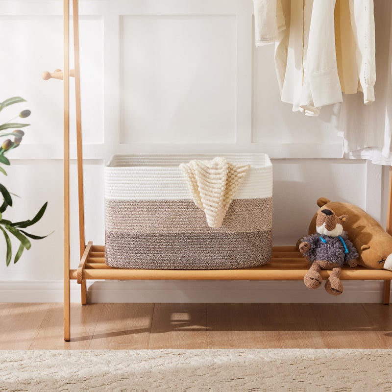 Artfeel Blanket Basket,Rectangle Woven Baskets for Storage,65L Laundry Basket for Decorative Nursery Blanket,Toys,Dirty Clothes and Magazine in Shelves,Baby Room,and Living Room - Image 4