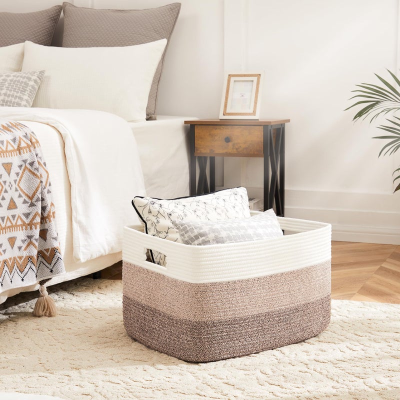Artfeel Blanket Basket,Rectangle Woven Baskets for Storage,65L Laundry Basket for Decorative Nursery Blanket,Toys,Dirty Clothes and Magazine in Shelves,Baby Room,and Living Room - Image 2