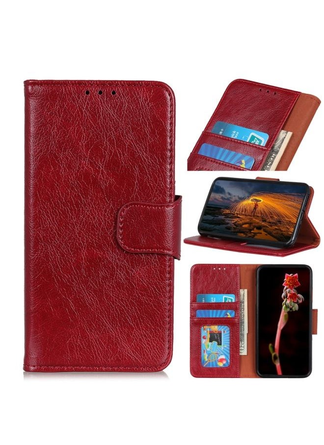 HuHa Case Cover For Xiaomi Redmi 9C Nappa Texture Horizontal Flip Leather Case with Holder & Card Slots & Wallet Red 